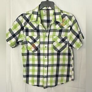 3/$15 Gotcha Snap Button Plaid Tartan Flannel Shirt Size M